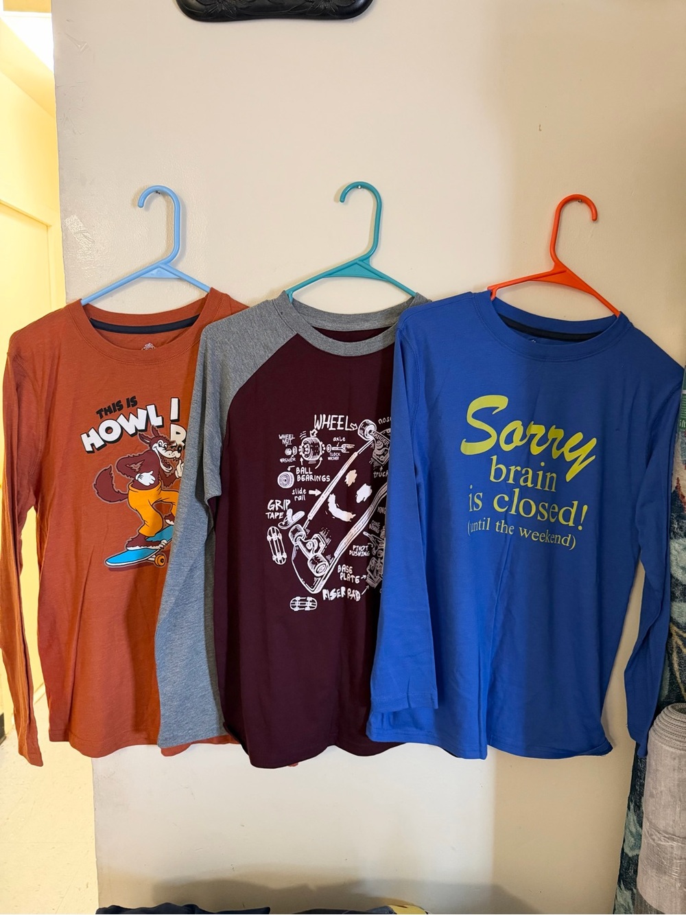 Graphic Image Blue Long Sleeve Tee with Yellow Script Boys Size L 14H/16H
